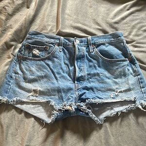 Levi's Blue Jean Shorts Distressed Cutoff Style